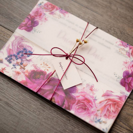 Convite Floral Tons de Rosa